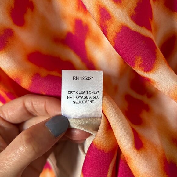 Haute Hippie Cowl Neck Asymmetrical Silk Blouse Tunic Pink Orange Tie Dye Boho - Picture 6 of 15